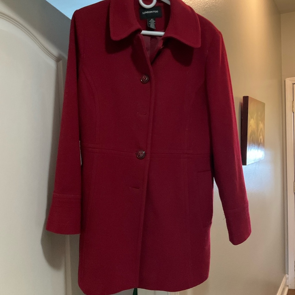 London Fog Red Pea Coat Timeless Elegance